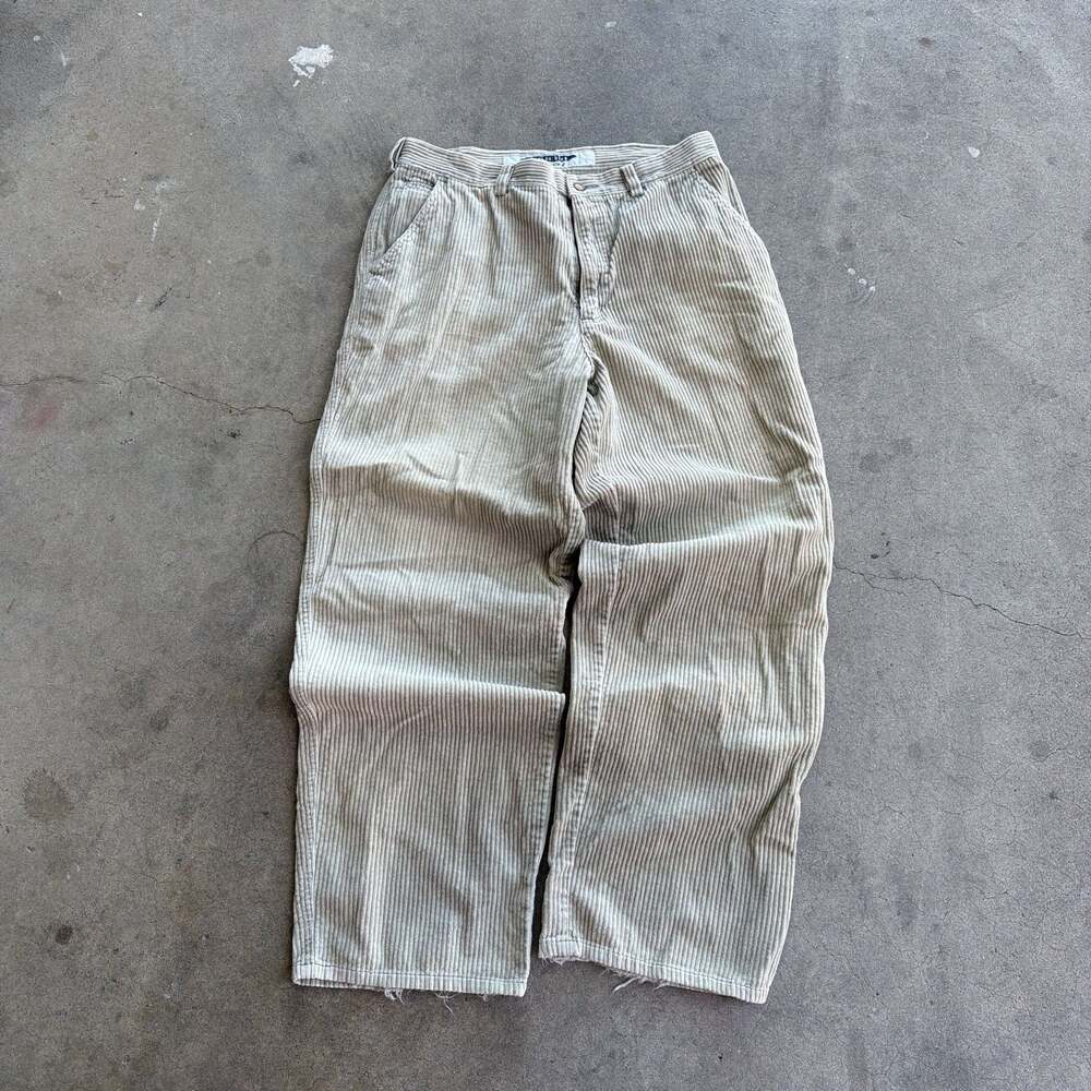 Vintage Y2K Anchor Blue Baggy Wide Leg Corduroy Pants 34x32